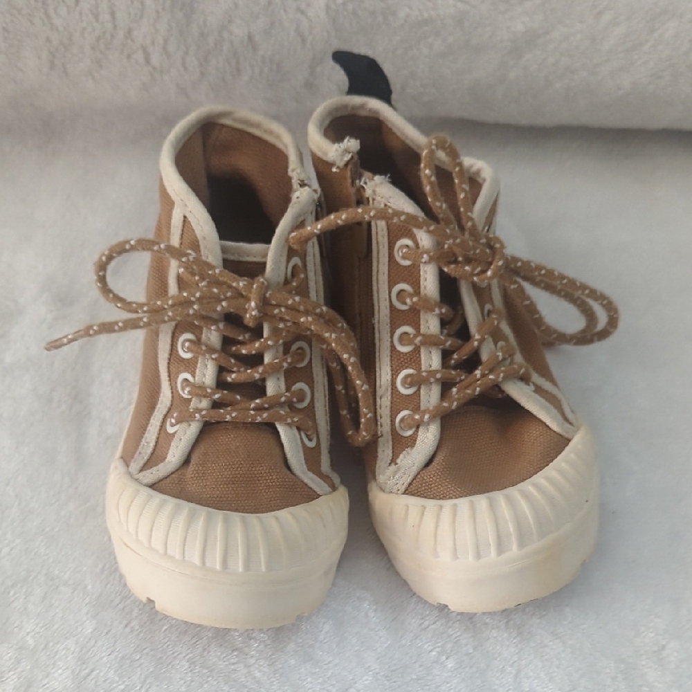 Zara Brown and Cream Kids Sneakers